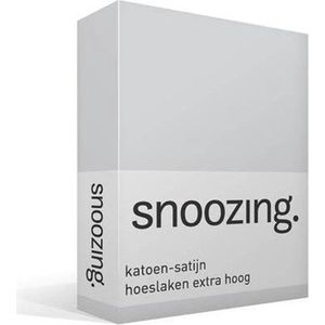 Snoozing - Katoen-satijn - Hoeslaken - Extra Hoog - Eenpersoons - 100x200 cm - Grijs