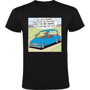 Gezellige auto Heren T-shirt - honden - wind - hond - vakantie - grappig