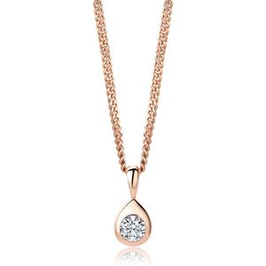 Miore® - Roosgouden Ketting met Zirkoon - Dames - Verguld 18 Karaat Goud - Rosé - Halsketting - 45 cm - Cubic Zirconia - Handgemaakte Hoogwaardige Sieraden