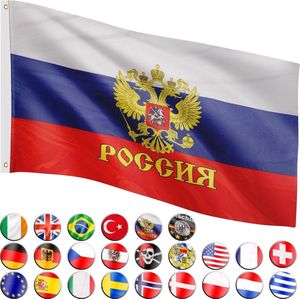 FLAGMASTER Vlag Rusland 120 x 80 cm - Met Ringen - Russen Vlag