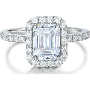 Esmeralda – Smaragd Geslepen Moissanite Ring in Halo Zetting - 2.5 karaat