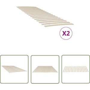 The Living Store Lattenbodems 2 st met 34 latten 80x200 cm - Houten Lattenbodem - Lattenbodem - Tweepersoons Bed - Populierenhout - Slaapcomfort