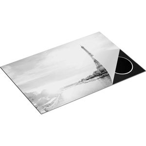 Chefcare Inductie Beschermer Eiffeltoren in Parijs aan het Water - Zwart Wit - 80x55 cm - Afdekplaat Inductie - Kookplaat Beschermer - Inductie Mat
