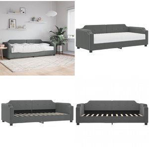 vidaXL Slaapbank met matras 90x190 cm stof donkergrijs - Slaapbank Met Matras - Slaapbank Met Matrassen - Slaapbank - Bedbank