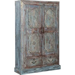 MOFASA | India kast | Bohemian / Ibiza stijl | 148cm | Blauw | Houtsnijwerk