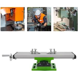 Verstelbare Freestafel – Precisie Werktafel met Handwielen en Schalen – Aluminium Freesbank voor Mini Tafelboormachine en Boorhouder - Groen met Zwart