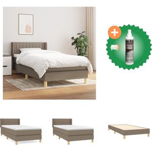 vidaXL Boxspring met matras stof taupe 90x200 cm - Bed - Inclusief Reiniger