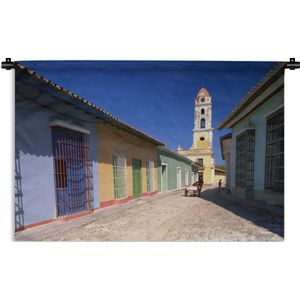Wandkleed Cuba - Kleurrijke gebouwen in het Noord-Amerikaanse Cuba Wandkleed katoen 180x120 cm - Wandtapijt met foto XXL / Groot formaat!