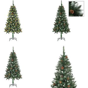 vidaXL Kunstkerstboom met LED's en dennenappels 150 cm - Kunstkerstboom - Kunstkerstbomen - Kerstboom - Kerstdecoratie
