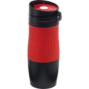 5x Thermosbekers/warmhoudbekers rood/zwart 380 ml - Thermo koffie/thee isoleerbekers dubbelwandig met schroefdop
