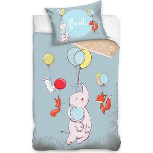 Olifant BABY Dekbedovertrek Ballon - 100 x 135 cm - Katoen