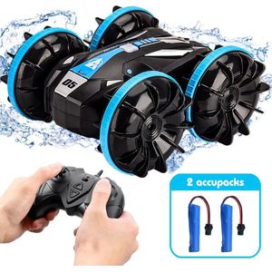 Marogear® Amfibie Stunt RC Auto - Blauw - Afstandbestuurbare auto voor kinderen - Kan in het water, sneeuw of op het land - Schaal 1:20 - Waterdicht - 2 Accupacks - Radiografisch Bestuurbare Auto voor kinderen vanaf 5 jaar