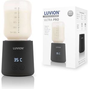 LUVION® Draagbare Flessenwarmer Ultra Pro - Zwart - Speciale roerfunctie voor gelijkmatig opwarmen van borstvoeding en mixen van kunstvoeding - Geschikt voor nagenoeg alle merken babyflesjes - Onderweg draadloos je baby fles verwarmen