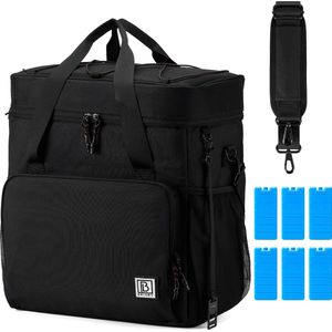 Brisby 4 Laags Geïsoleerde Koeltas - Lunchtas 40 liter - Zwart met Oranje