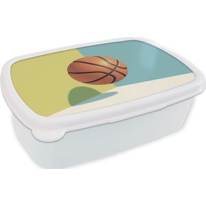 Broodtrommel Wit - Lunchbox - Brooddoos - Een basketbal in een kleurrijke omgeving - 18x12x6 cm - Volwassenen