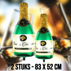 Allernieuwste.nl® 2 STUKS Opblaasbare Champagne Fles - Chateau Celebrations - Feest - Folie Helium Ballon Fles - Goud/Groen - 2 Stuks