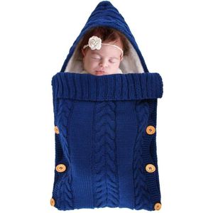 BonBini's® baby voetenzak - babyvoetenzak buggy - wandelwagenvoetenzak - babydekentje met knopen - babydekentje met knopen - 75 x 35 cm - 0-3 maanden - Dark Blue