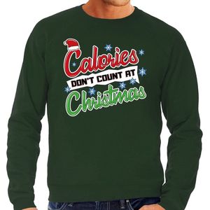 Foute Kersttrui / sweater - Calories dont count at Christmas - groen voor heren - kerstkleding / kerst outfit L