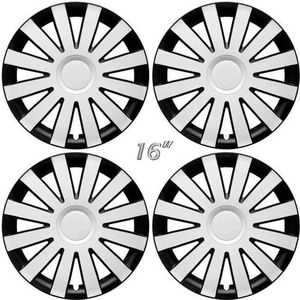 Wieldoppen AGAT-WB 16 inch matwitte spaken/zwarte accenten. Set a 4 stuks in doos (a.u.b. tekst lezen!)