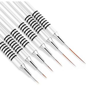 Nail Art Liner-kwast 6 stuks fijne liner-strepenpenseel voor nagelpunt-tekengereedschap