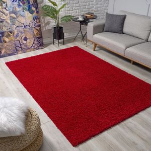 Loca Shaggy Vloerkleed Rood - 240x340 CM - Vloerkleed Hoogpolig - Tapijt Woonkamer, Slaapkamer