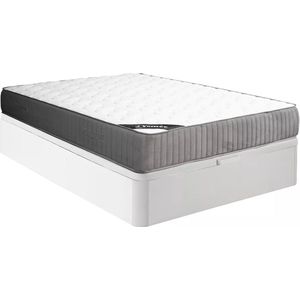 Vente-unique Set 140 x 190 cm bedbodem met opbergruimte, wit + matras van veerkrachtig schuim en instap van latex van 30 cm dik - MALINO van YSMÉE