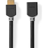 Nedis High Speed ​​HDMI-Kabel met Ethernet - HDMI Connector - HDMI Female - 8K@60Hz - eARC - 48 Gbps - 1.00 m - Rond - PVC - Antraciet - Doos