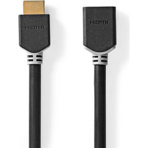 Nedis High Speed ​​HDMI-Kabel met Ethernet - HDMI Connector - HDMI Female - 8K@60Hz - eARC - 48 Gbps - 1.00 m - Rond - PVC - Antraciet - Doos