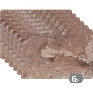Placemat - Placemats kunststof - Rood - Kristal - Graniet - 45x30 cm - 6 stuks - Hittebestendig - Anti-Slip - Onderlegger - Afneembaar