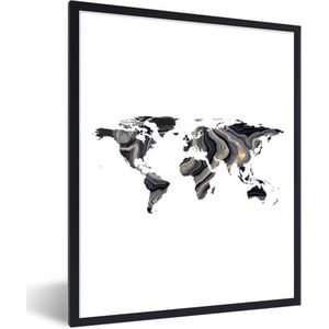 Fotolijst incl. Poster - Wereldkaart - Verf - Zwart - 60x80 cm - Posterlijst