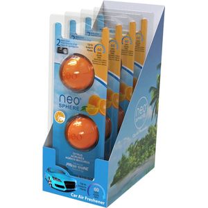 Neo-Sphere, Autoparfum – Citrus/Oranje – 4x duopack (8 stuks) – Luchtverfrisser voor het ventilatierooster van de auto – Compact autogeurtje 60 dagen fris