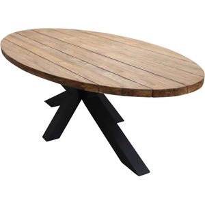 Ovale tuintafel Palu 240x120cm | Houten poot | Teakhout