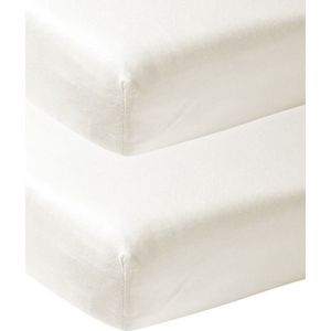 Meyco Baby Uni hoeslaken ledikant - 2-pack - offwhite - 60x120cm