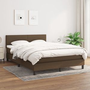 The Living Store Boxspringbed - H3 - 193x144x78/88 cm - Donkerbruin - 100% polyester - Pocketvering matras
