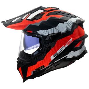 LS2 MX701 Explorer Carbon Adventure helm Trick wit rood M