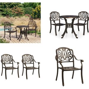 vidaXL 3-delige Bistroset gietaluminium bronskleurig - Bistroset - Bistrosets - Bistro Set - Bistro Sets