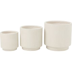 J-Line Set Van 3 Bloempotten Misty Klei Wit