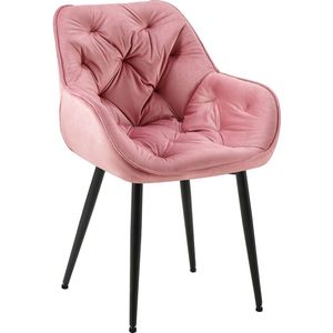 CLP Tanna Eetkamerstoel - Met armleuning - Velvet - Fluweel - roze
