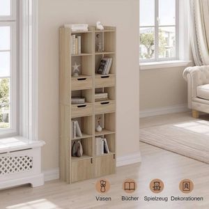 Rootz moderne multifunctionele boekenkast - opbergorganisator - displayplank - voldoende opbergruimte - ruimtebesparend - duurzaam - 33 cm x 181 cm x 24 cm