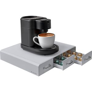 Navaris koffiecups houder met 3 lades - Capsulehouder voor tot 48 koffie cups - Compatibel met Nespresso cups en andere standaard capsules - Grijs