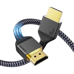 Sounix HDMI Kabel 2.1 - 8K60Hz/4K120Hz - 48Gbps - 2 Meter [Gecertificeerd] Ultra Hoge Snelheid - Nylon - Gold Plated