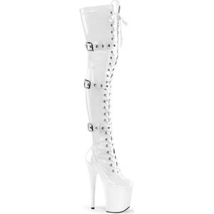 Pleaser - FLAMINGO-3028 Plateau Overknee Laarzen - US 9 - 39 Shoes - Wit