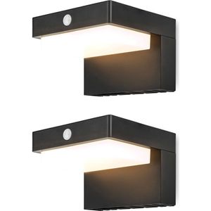 Brendz Solar Buitenlamp met Bewegingssensor, 400 Lumen, IP44 Waterbestendig, 2 stuks, 2 Lichtmodi, 3000K Warm Wit Licht, LED Solar Wandlamp Buiten, Buitenlamp met Bewegingssensor, Lima