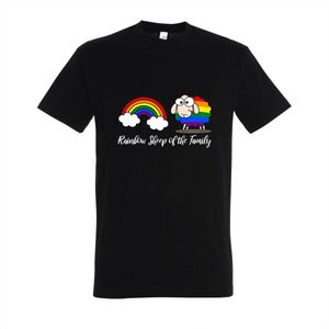 T-shirt Rainbow sheep of the family - Zwart T-shirt - Maat L - T-shirt met print - T-shirt heren - T-shirt dames