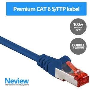 Neview - 50 meter premium S/FTP patchkabel - CAT 6 100% koper - Blauw - Dubbele afscherming - (netwerkkabel/internetkabel)