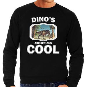 Dieren dinosaurussen sweater zwart heren - dinosaurs are serious cool trui - cadeau sweater t-rex dinosaurus/ dinosaurussen liefhebber XL