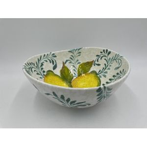 Organische schaal met citroenen groen Arabesk L 23 x 10 cm | EWFR202 | Piccobella Italiaans servies