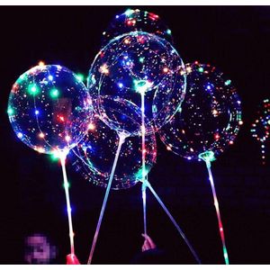 LED BoBo Ballonnen  3 stuks met 3 verschillende kleuren handvaten
