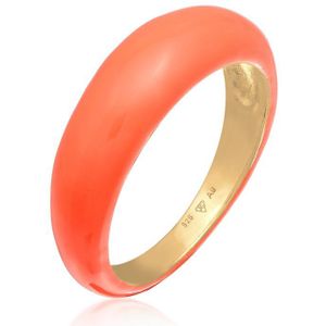 Elli Dames Ring Dames Band Stapel met Email Oranje in 925 Sterling Zilver Verguld