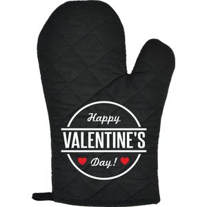 Ovenwant zwart Happy Valentine's Day | Valentijn cadeau vrouw man | Valentijnsdag voor mannen vrouwen | Valentijn cadeautje voor hem haar